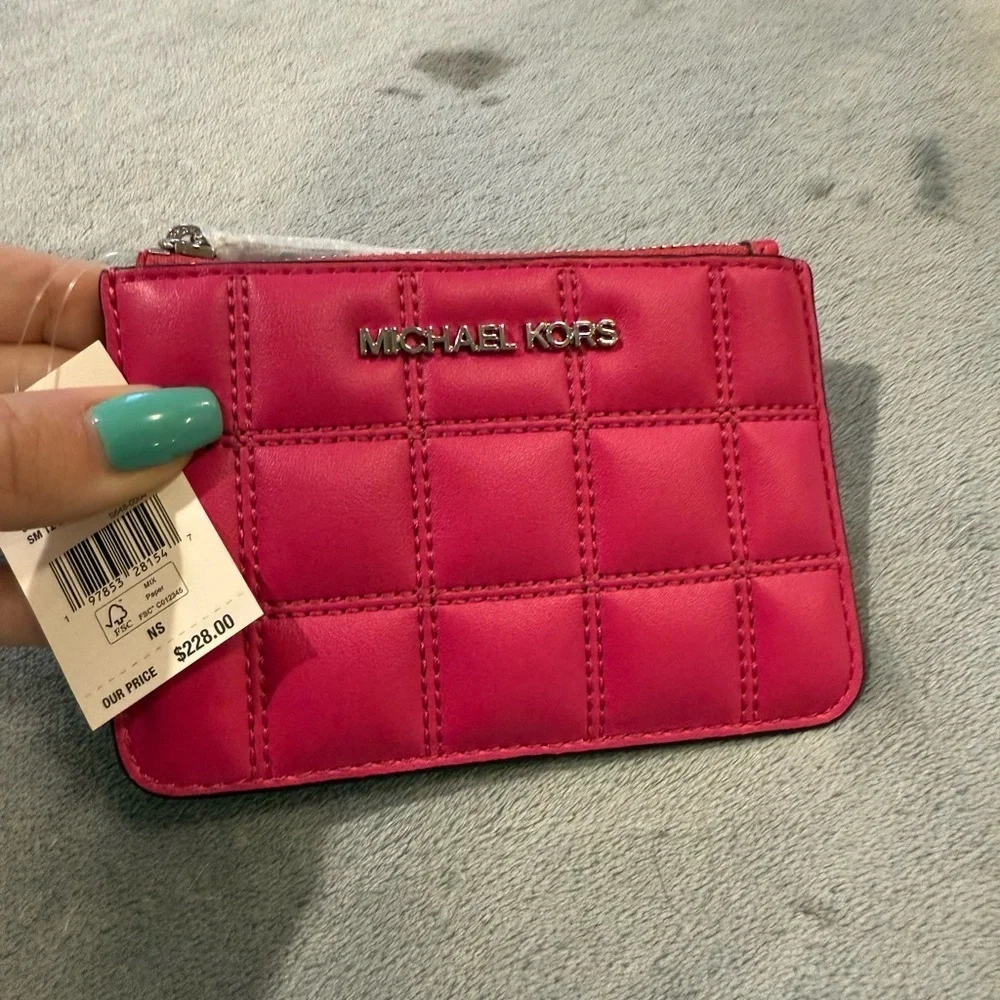 Michael Kors Pink (dragonfruit) Quilted wallet/cardholder coinpouch